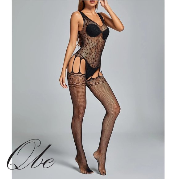 Qbe Cut-out Fishnet Bodystocking Without Lingerie - Picture 4 of 5